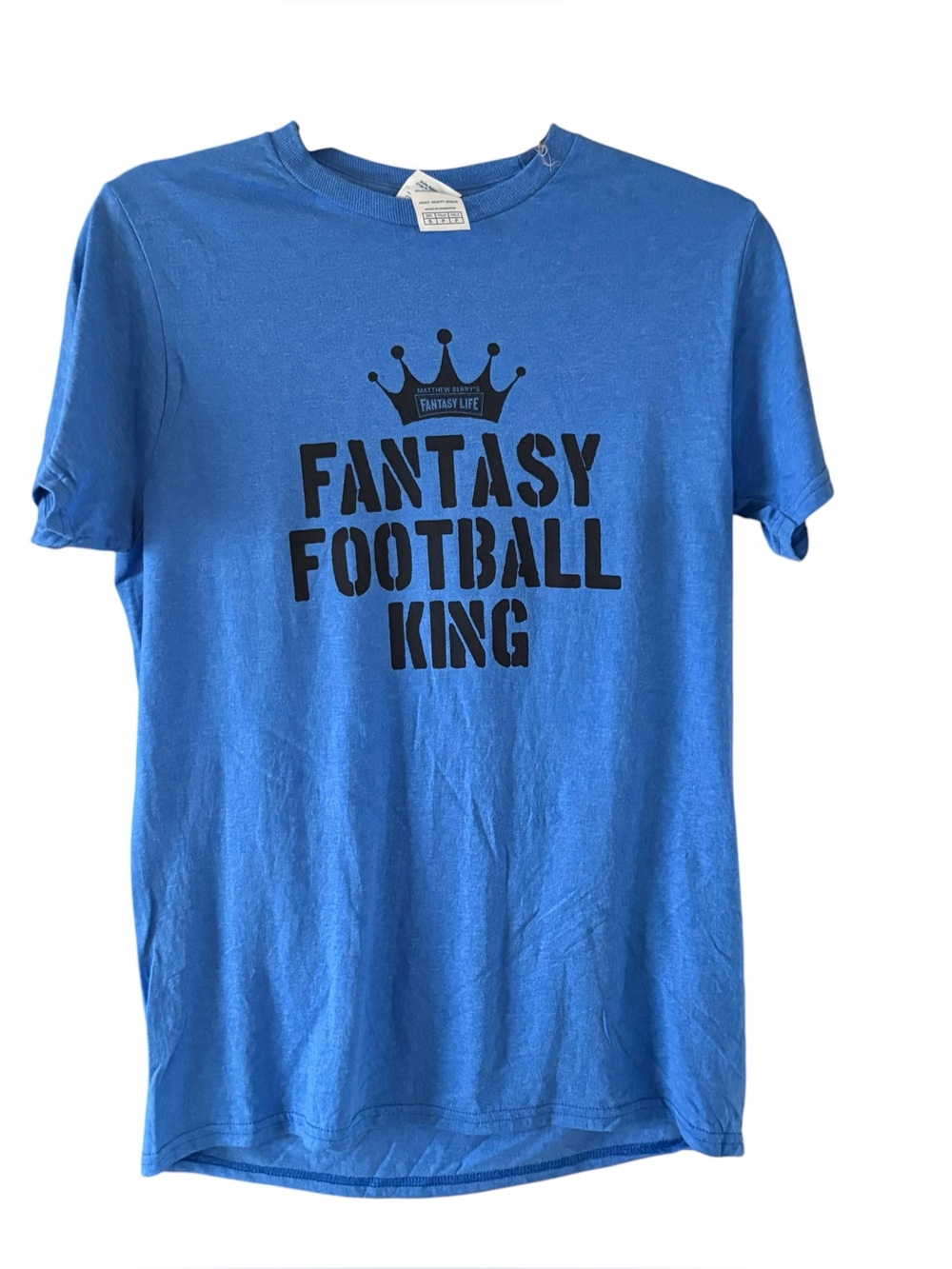 Fantasy Football King Blue Graphic  T-Shirt Sz S Unisex Tee